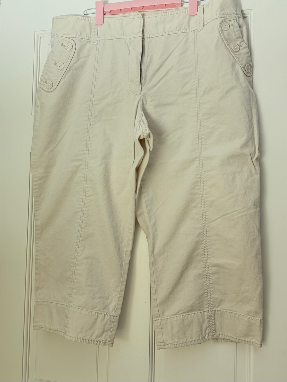 Beige Casual Crop Pants